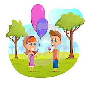 Cute Funny Kids Pastime on Summertime Vacation