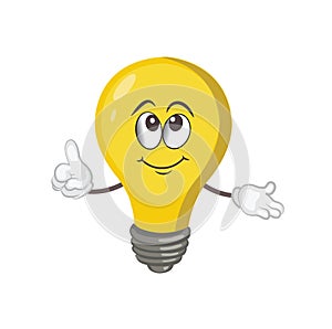 Cute funny light bulb character.cartoon vector illustration.