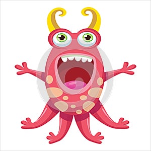 Cute Funny Monster Vector Illustration. Cartoon Mascot On A White Background.