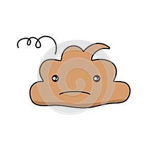 Cute funny poop emoticon smileys. Emotional shit kawaii icons.Happy,smiling, angry,sad, pretty. Vector flat cartoon