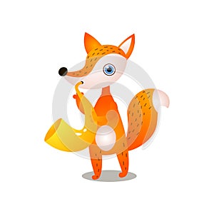 Cute funny red fox is playing new melody