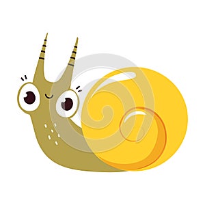 Cute Funny Snail, Lovely Gastropod Creature Cartoon Vector Illustration