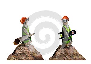 Cute funny suricates - constructor workers
