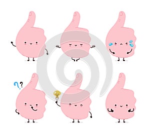 Cute funny thumbs up gesture set colllection