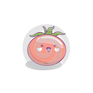 Cute funny tomato vegetable cartoon kawaii style