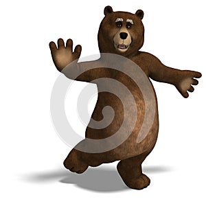 Roztomilý a smiešny medveď.  trojrozmerný obraz vytvorený pomocou počítačového modelu 