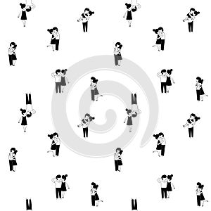 Cute funny young couple in love seamless background pattern Happy Valentine`s Day