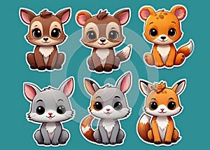 Cute Furry Animals, Sticker Form