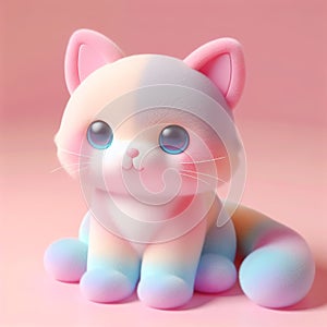 Cute furry cat, kitten toy in pastel colors. Toys for kids. AI generated