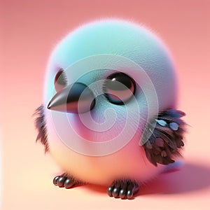 Cute furry crow toy in pastel colors. Toys for kids. AI generated