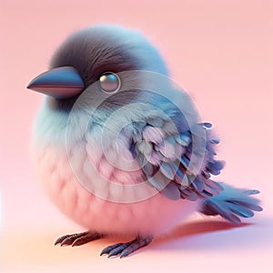 Cute furry crow toy in pastel colors. Toys for kids. AI generated