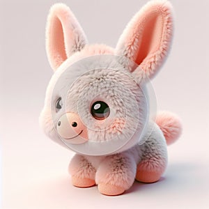 Cute furry donkey toy in pastel colors. Toys for kids. AI generated