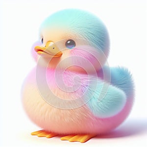 Cute furry duck toy in pastel colors. Toys for kids. AI generated