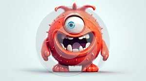 Cute Furry fluffy Orange Monster, cartoon 3d, alien monster illustration, on