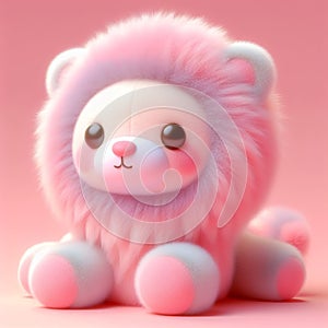 Cute furry lion toy in pastel colors. Toys for kids. AI generated