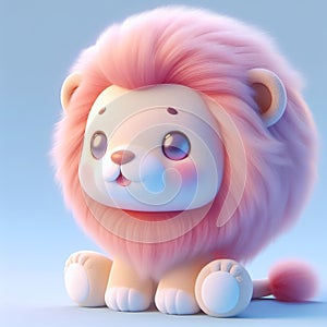 Cute furry lion toy in pastel colors. Toys for kids. AI generated