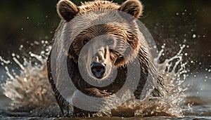 Cute furry mammal splashing in the water generated by AI