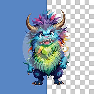 Cute furry Monster Cartoon Art Illustration Kawaii style