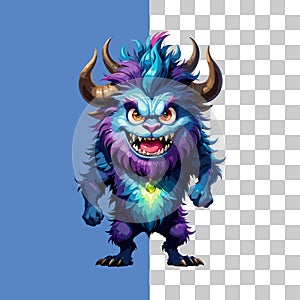 Cute furry Monster Cartoon Art Illustration Kawaii style