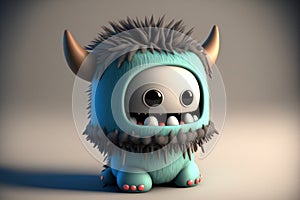 Cute furry monster cartoon character, abstract, unique