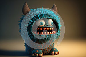 Cute furry monster cartoon character, abstract, unique