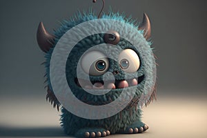 Cute furry monster cartoon character, abstract, unique