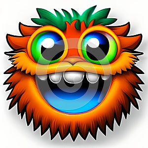 Cute furry monster laughing sticker
