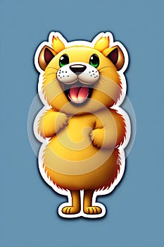 Cute furry monster lion happy sticker