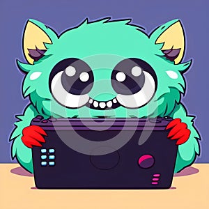 Cute furry monster sticker