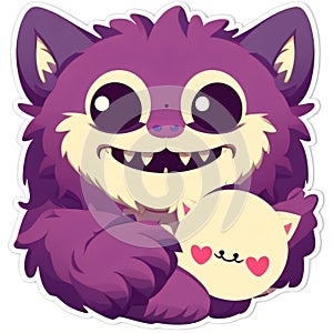 Cute furry monster sticker