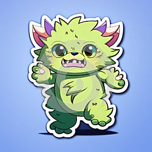 Cute furry monster sticker