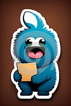 Cute furry monster sticker