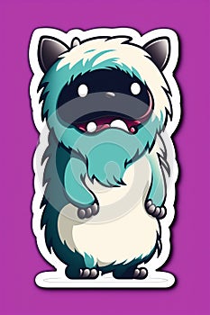 Cute furry monster surprised sticker