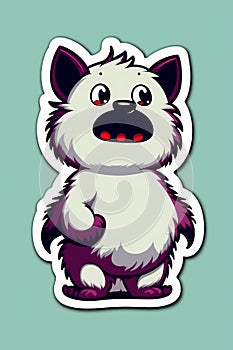 Cute furry monster surprised sticker