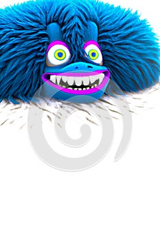 Cute furry Monster â€“ 3D Illustration with space for your text or design