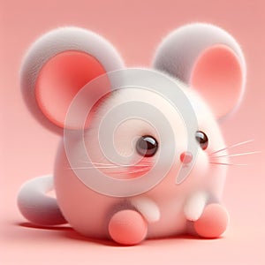 Cute furry mouse toy in pastel colors. Toys for kids. AI generated