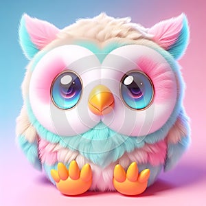 Cute furry owl toy in pastel colors. toys for kids. AI generated