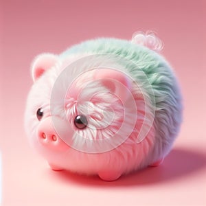 Cute furry pig toy in pastel colors. Toys for kids. AI generated