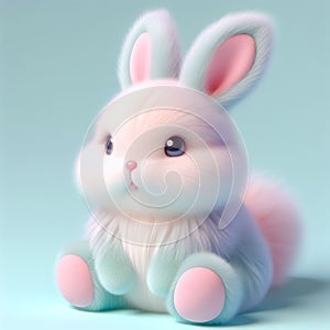 Cute furry rabbit, bunny toy in pastel colors. Toys for kids. AI generated