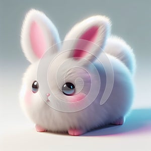 Cute furry rabbit, bunny toy in pastel colors. Toys for kids. AI generated