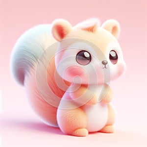 Cute furry squirrel toy in pastel colors. Toys for kids. AI generated