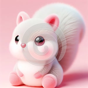 Cute furry squirrel toy in pastel colors. Toys for kids. AI generated