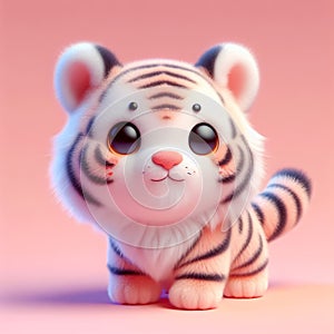 Cute furry tiger toy in pastel colors. Toys for kids. AI generated