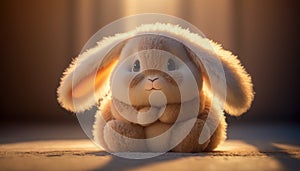 A cute and fuzzy rabbit plush toy character is the perfect snuggle buddy, Generative AI