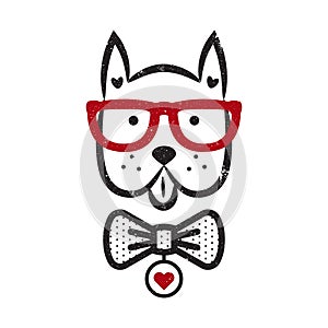 Cute gentleman dog hipster tshirt design vector.