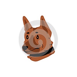 Cute German Shepherd avatar. Adorable face of Alsatian puppy. Happy sheepdog muzzle. Amusing herding, working, police