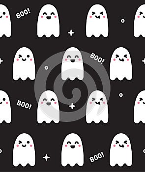 Cute ghost seamless pattern halloween concept