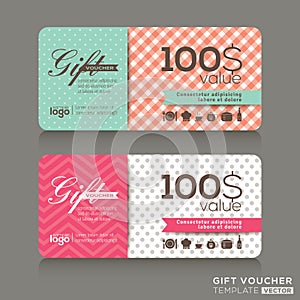 Cute gift voucher certificate coupon design template