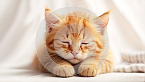 Cute ginger cat sleeping