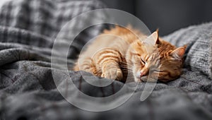 Cute ginger cat sleeping